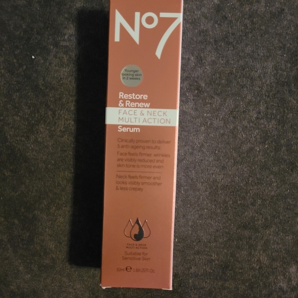 No 7 Restore Renew Multi Action Face and Neck Serum 1.69 oz / 50ml hp🔥